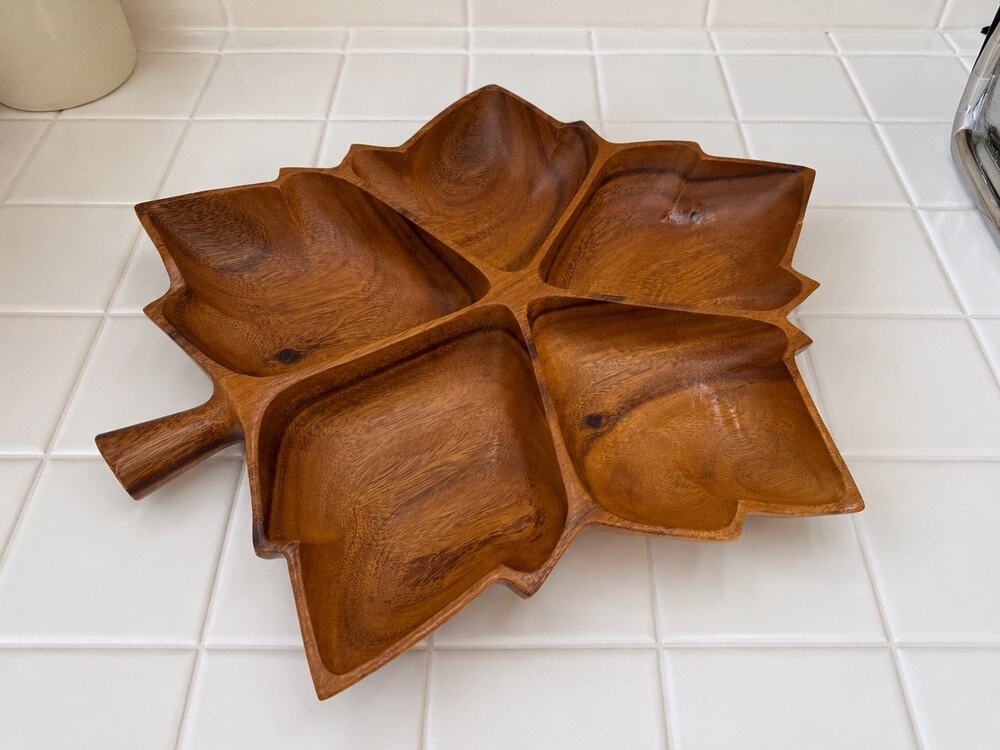 1960's Monkey Pod Divided Wood Bowl